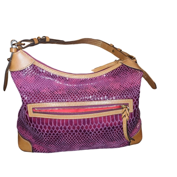 💜💯Authentic Dooney & Bourke Faux Snakeskin Embossed Hobo Bag💜 - Picture 7 of 16